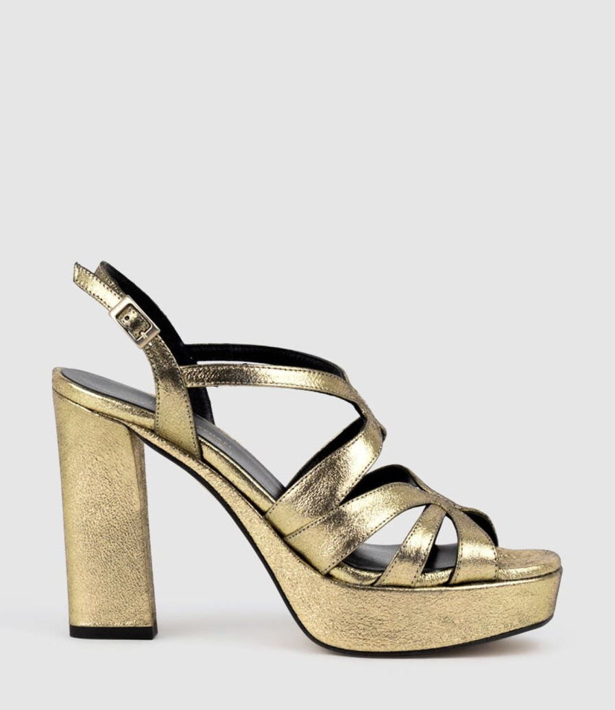 Edward Meller Rylla115 Caged Platform Sandal In Gold Clearance