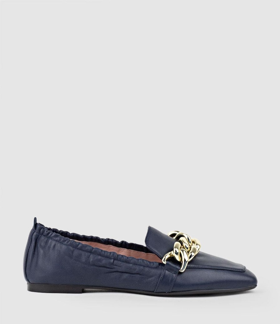 Edward Meller Giani Loafer With Chain In Navy Wholesale