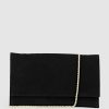 Edward Meller Neve Envelope Clutch In Black Suede Clearance