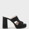 Edward Meller Rylie95 Platform Slide With Cut-Out In Black Suede Best