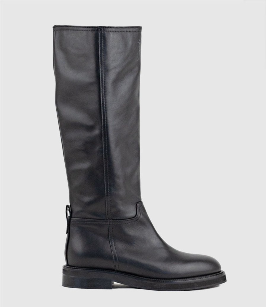 Edward Meller Vasile Knee High Boot With Gusset In Black Hot