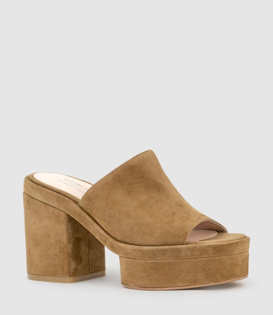 Edward Meller Rascal90 Exaggerated Platform Slide In Tawny Suede Online