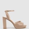 Edward Meller Rena100 Open Toe Platform Sandal In Nude Patent Hot