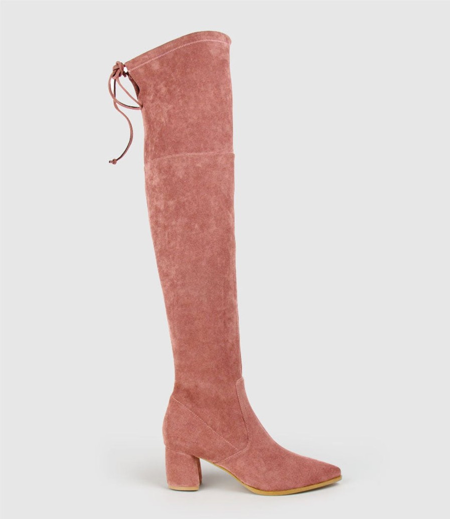 Edward Meller Verde Block Heel Otk Boot In Dusty Rose Suede Best