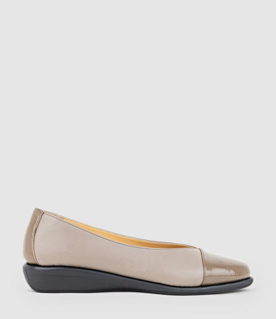 Edward Meller Frankly Cap Toe Comfort Ballet In Taupe Wholesale