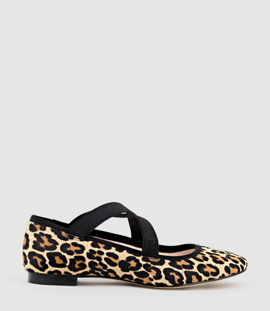 Edward Meller Felicity Elastic Cross Strap Ballet In Leopard Wholesale