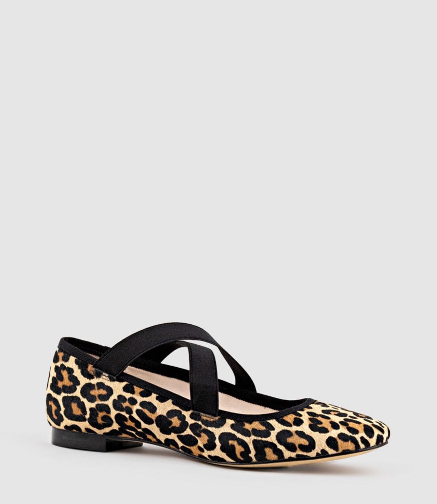 Edward Meller Felicity Elastic Cross Strap Ballet In Leopard Wholesale