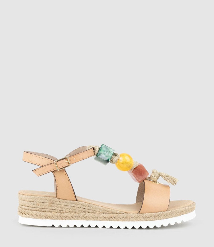 Edward Meller Madia Bauble T Bar Espadrille In Desert Best