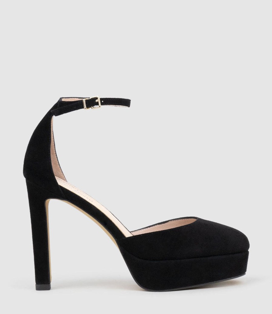 Edward Meller Cody110 Dorsay Platform Pump In Black Suede Wholesale