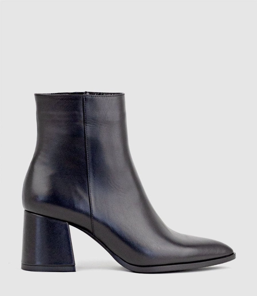 Edward Meller Zafa Pointed Block Heel Ankle Boot In Black Online