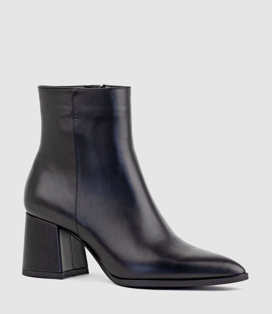 Edward Meller Zafa Pointed Block Heel Ankle Boot In Black Online