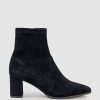 Edward Meller Zairo60 Block Heel Sock Boot In Black Suede Clearance