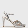 Edward Meller Sona90 Cross Strap Platform Sandal In Silver Online