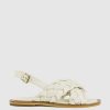 Edward Meller Sadira Woven Crossover Sandal In White Clearance