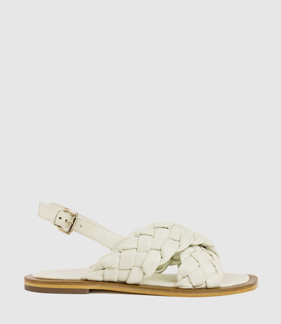 Edward Meller Sadira Woven Crossover Sandal In White Clearance