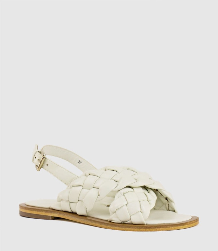 Edward Meller Sadira Woven Crossover Sandal In White Clearance