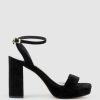 Edward Meller Relia115 Ankle Wrap Platform Sandal In Black Suede New