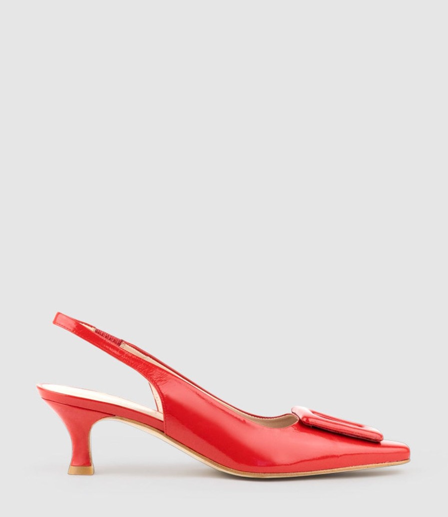 Edward Meller Damini60 Slingback Pump In Red Patent Hot