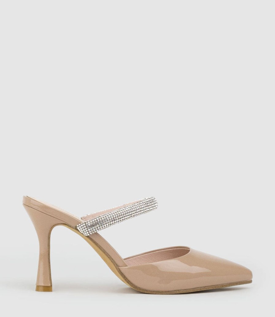 Edward Meller Alexa85 Closed Toe Slide With Diamante Band In Nude Patent Online