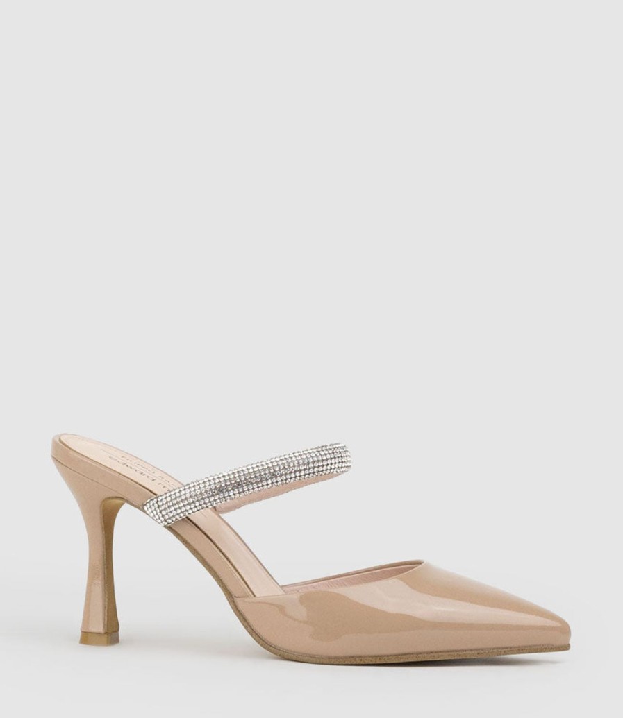 Edward Meller Alexa85 Closed Toe Slide With Diamante Band In Nude Patent Online