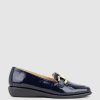 Edward Meller Gwen Comfort Loafer With Trim In Navy Patent Clearance