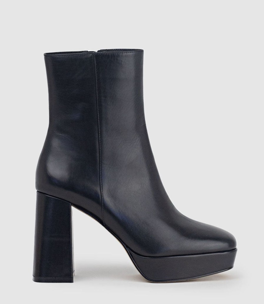 Edward Meller Uriel95 Platform Boot In Black Baby Calf Clearance