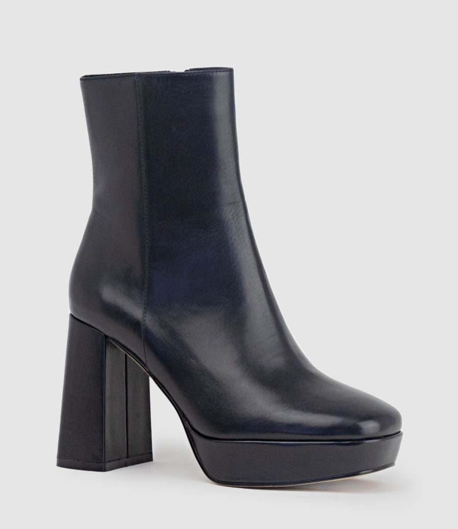 Edward Meller Uriel95 Platform Boot In Black Baby Calf Clearance