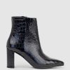 Edward Meller Zim70 Pointed Ankle Boot In Black Croc Best