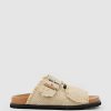 Edward Meller Kobe Woven Slide On Footbed In Tan Clearance