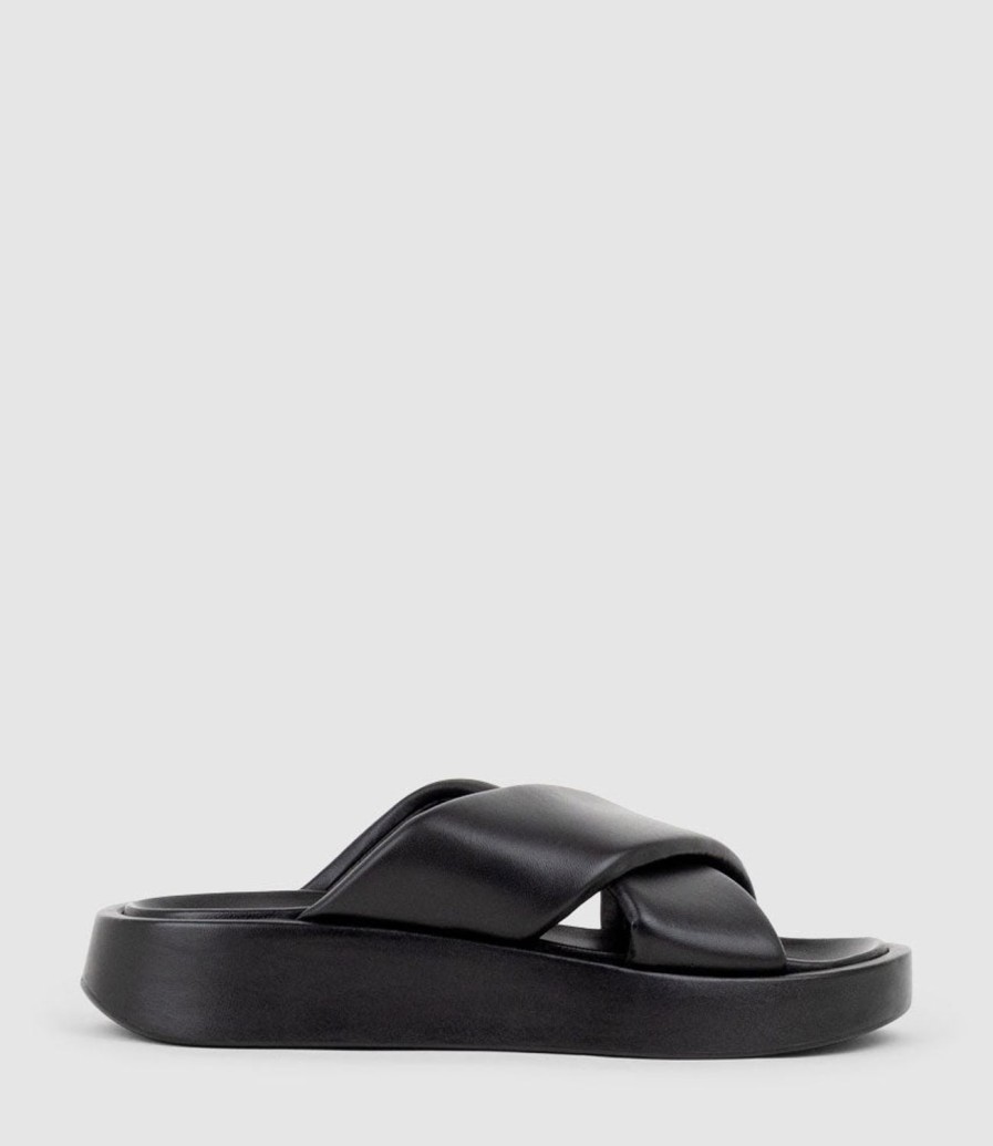 Edward Meller Kamir Crossover Slide On Chunky Unit In Black New