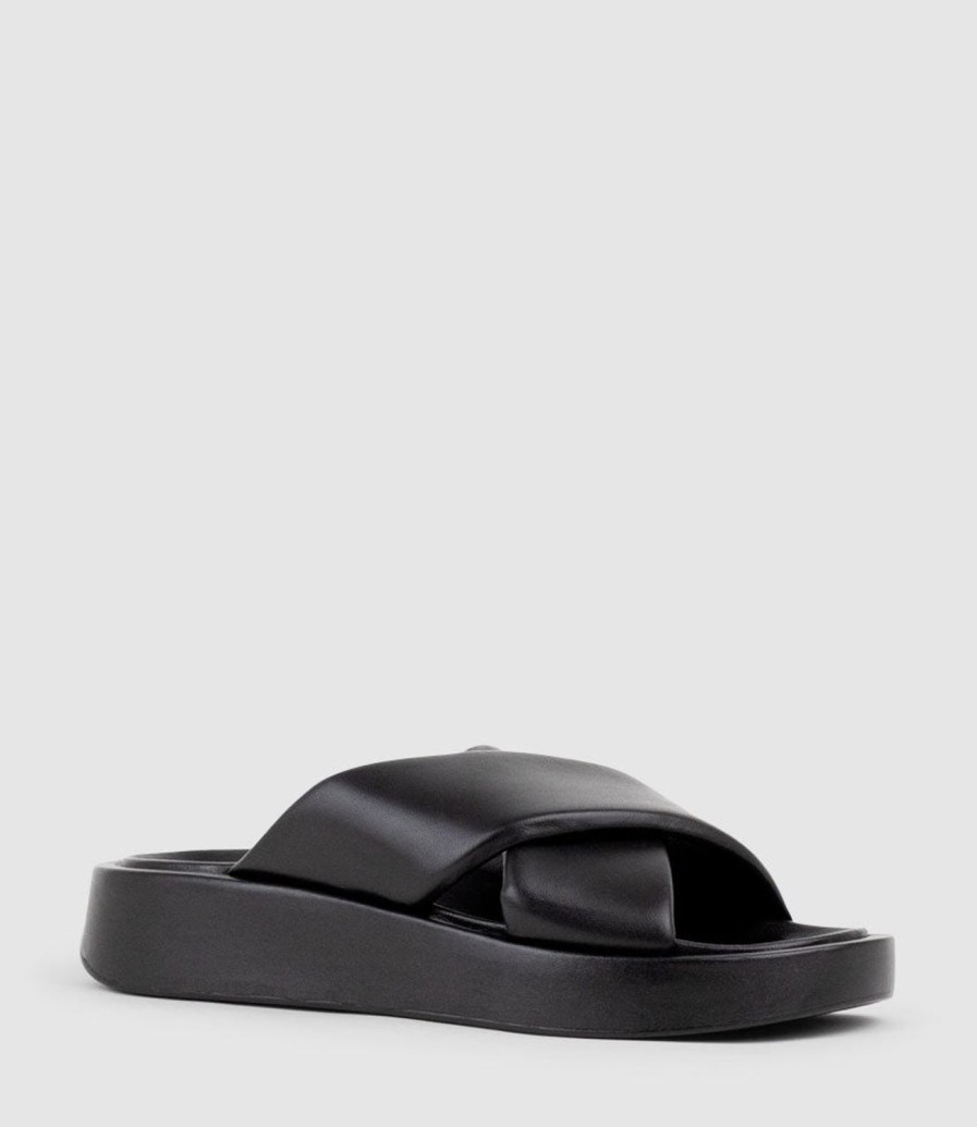 Edward Meller Kamir Crossover Slide On Chunky Unit In Black New