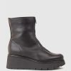 Edward Meller Gale Front Zip Boot On Wedge In Black Clearance