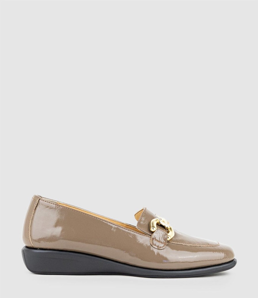 Edward Meller Gwen Comfort Loafer With Trim In Taupe Patent Hot