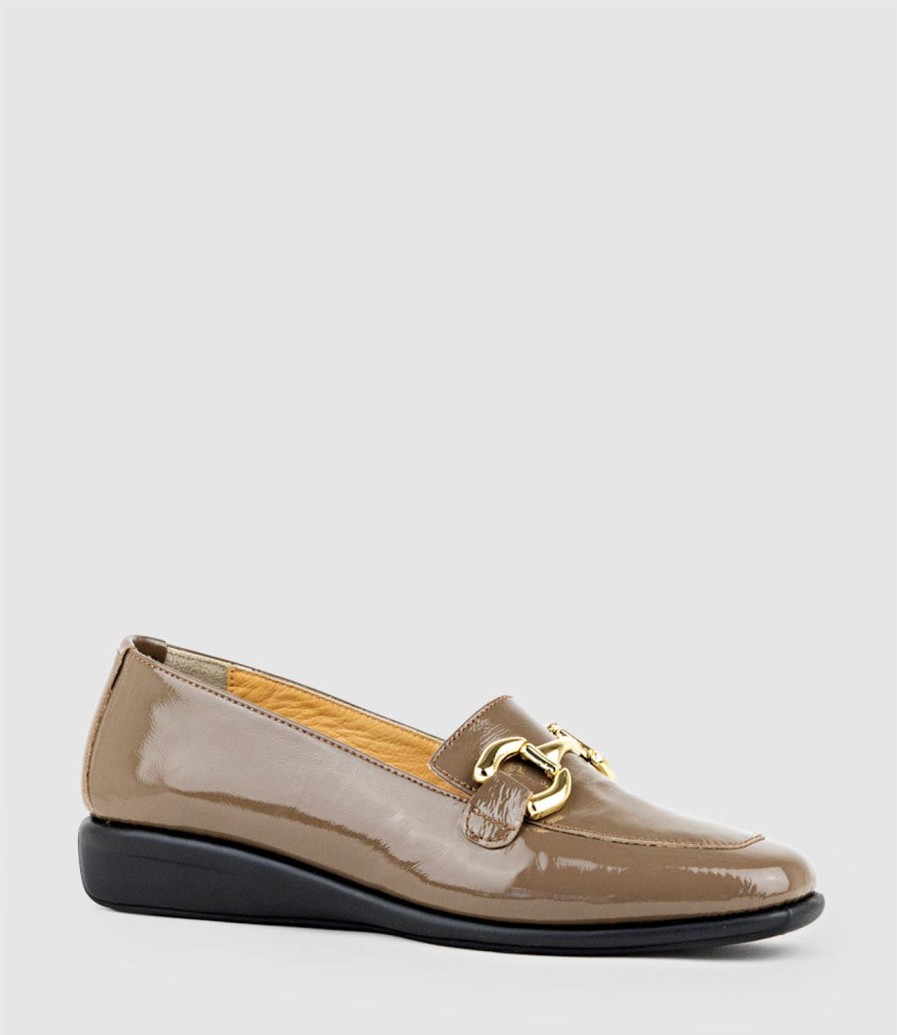 Edward Meller Gwen Comfort Loafer With Trim In Taupe Patent Hot