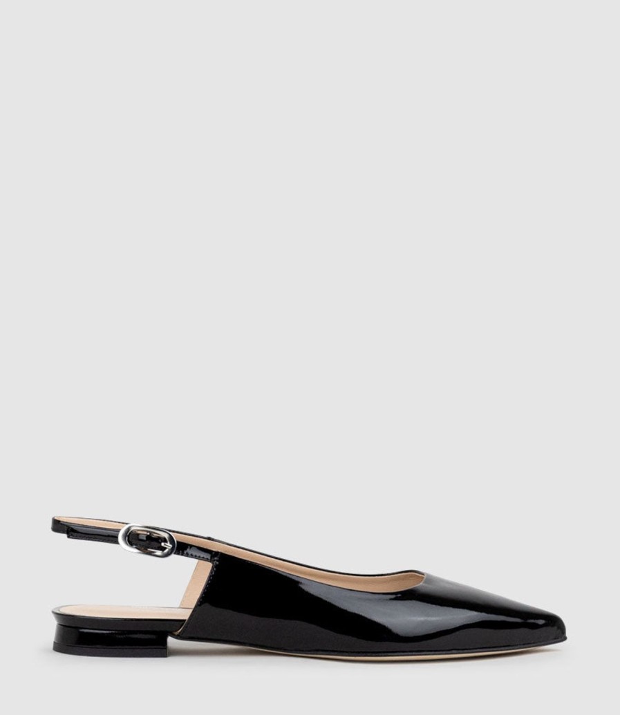 Edward Meller Elise Flat Closed Toe Sling In Black Patent Online