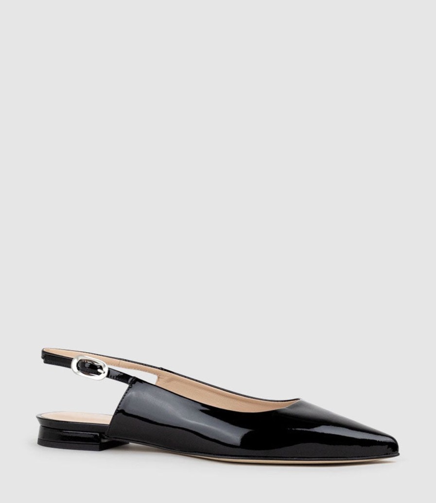 Edward Meller Elise Flat Closed Toe Sling In Black Patent Online