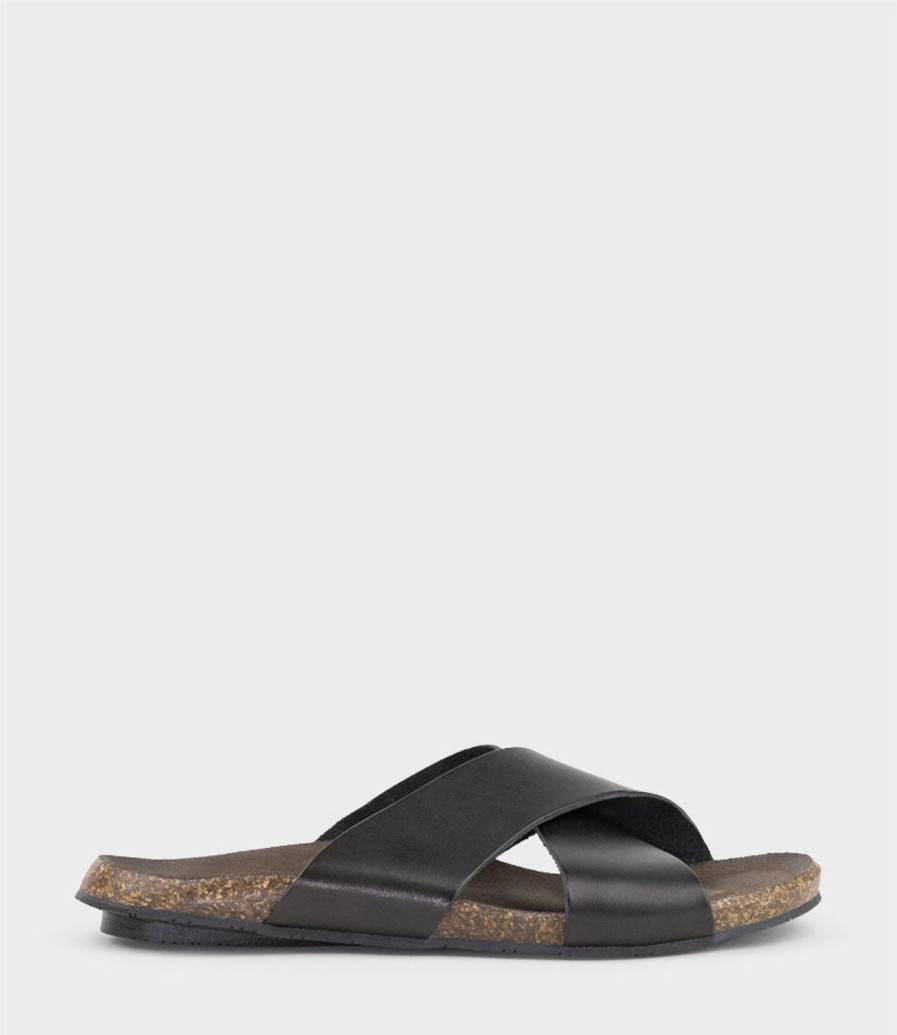 Edward Meller Kumi Crossover Slide On Footbed In Black Best