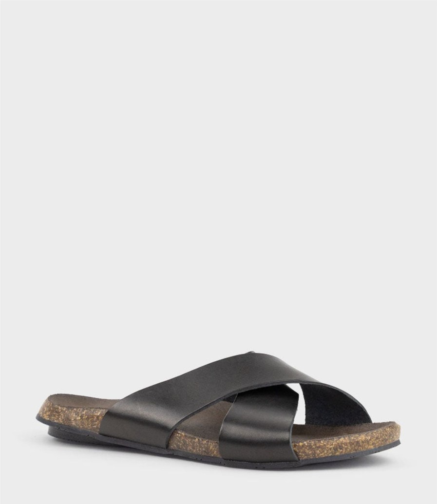 Edward Meller Kumi Crossover Slide On Footbed In Black Best