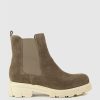 Edward Meller Ashley Chelsea Boot On Lug Sole In Stone Suede Online