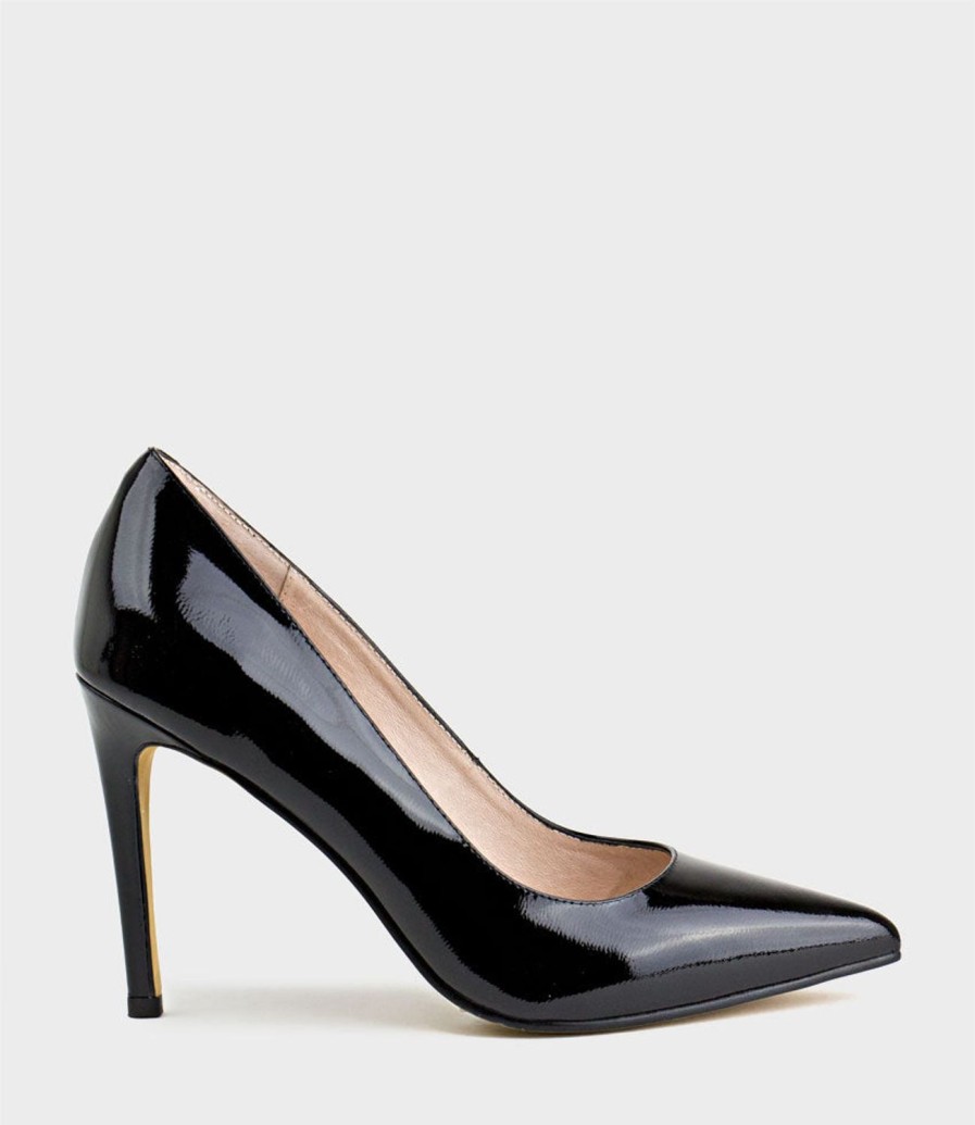 Edward Meller Gaga 100Mm Pointed Toe Pump In Black Patent Hot