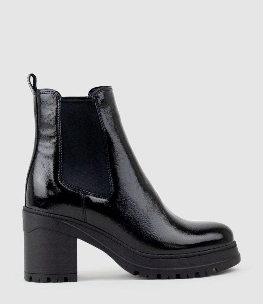 Edward Meller Paxton Chukka Boot On Rubber Heel In Black Patent Online