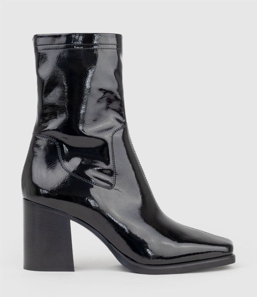 Edward Meller Undra80 Square Toe Ankle Boot In Black Patent Online