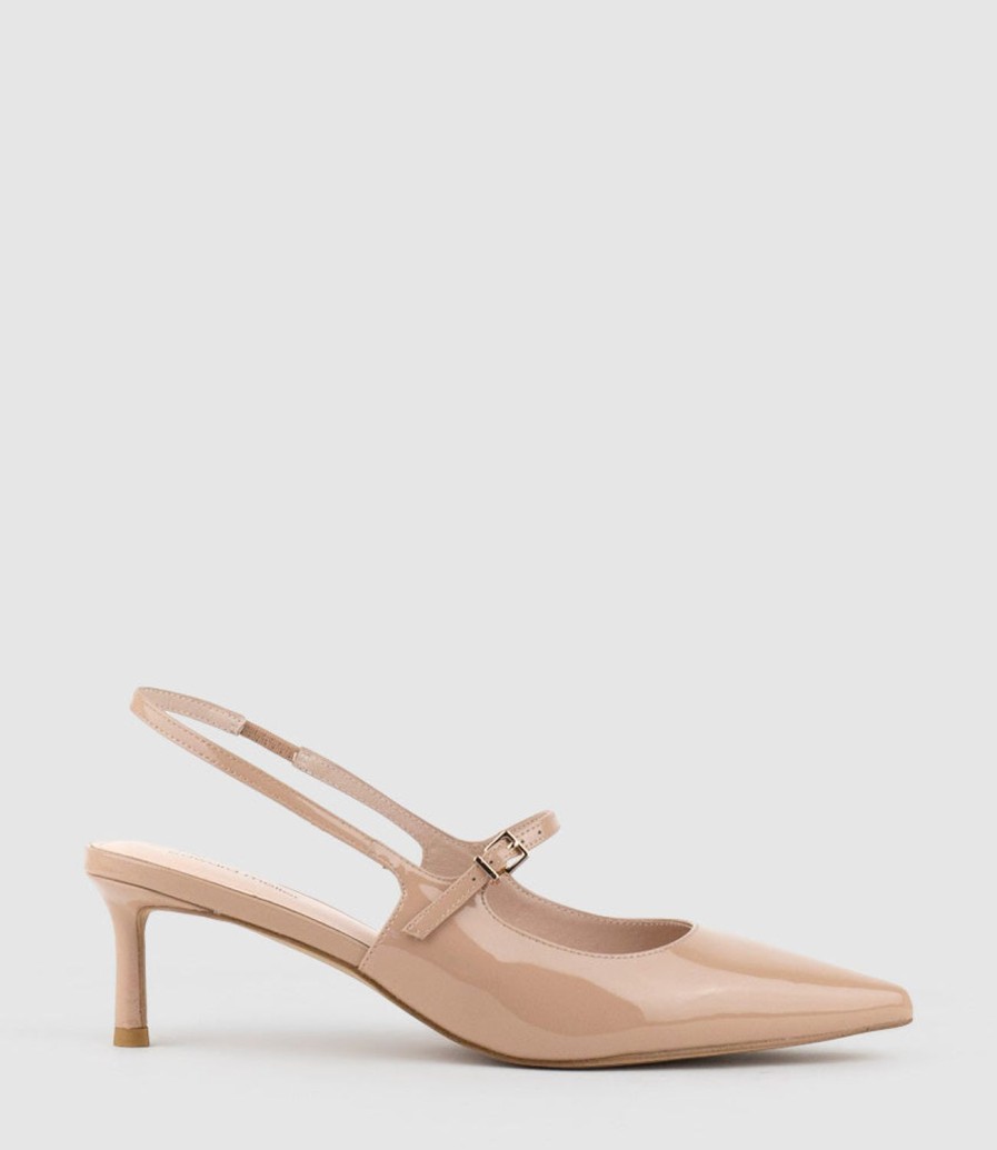 Edward Meller Dove55 Slingback With Strap In Nude Patent Hot