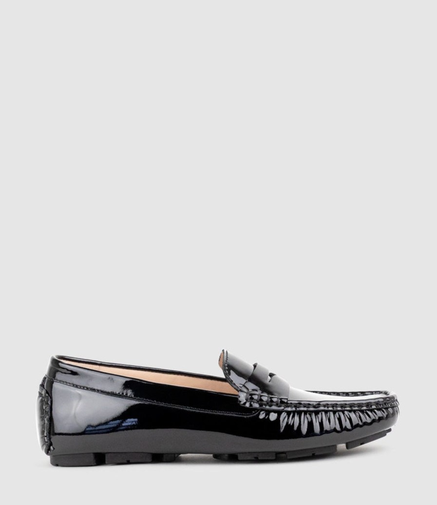 Edward Meller Gracey Driving Moccasin In Black Patent Hot