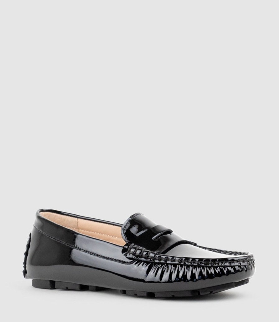 Edward Meller Gracey Driving Moccasin In Black Patent Hot