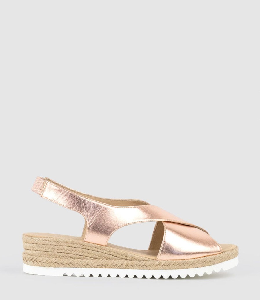 Edward Meller Merinda Crossover Sandal Espadrille In Rosegold Wholesale