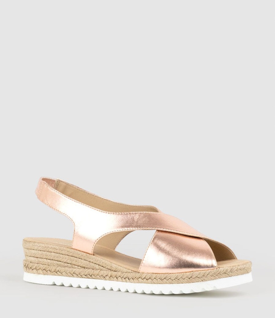 Edward Meller Merinda Crossover Sandal Espadrille In Rosegold Wholesale