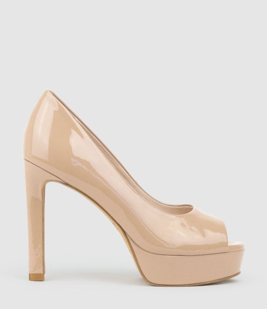 Edward Meller Cadie110 Open Toe Platform Pump In Nude Patent Wholesale