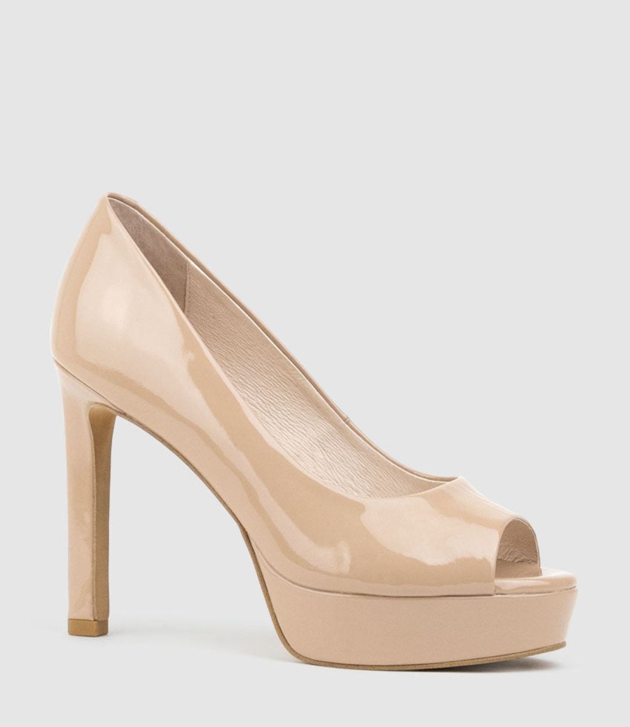 Edward Meller Cadie110 Open Toe Platform Pump In Nude Patent Wholesale