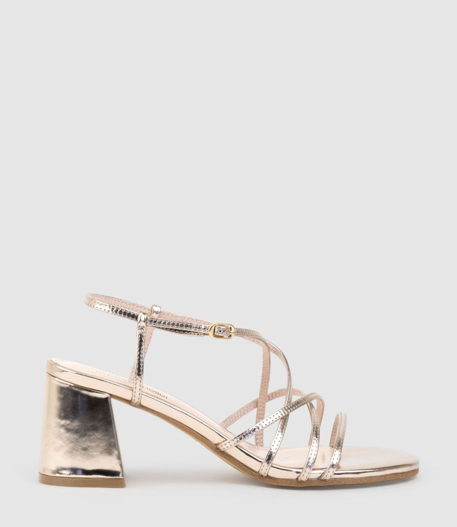 Edward Meller Kia65 Strappy Sandal In Rosegold High Shine Clearance